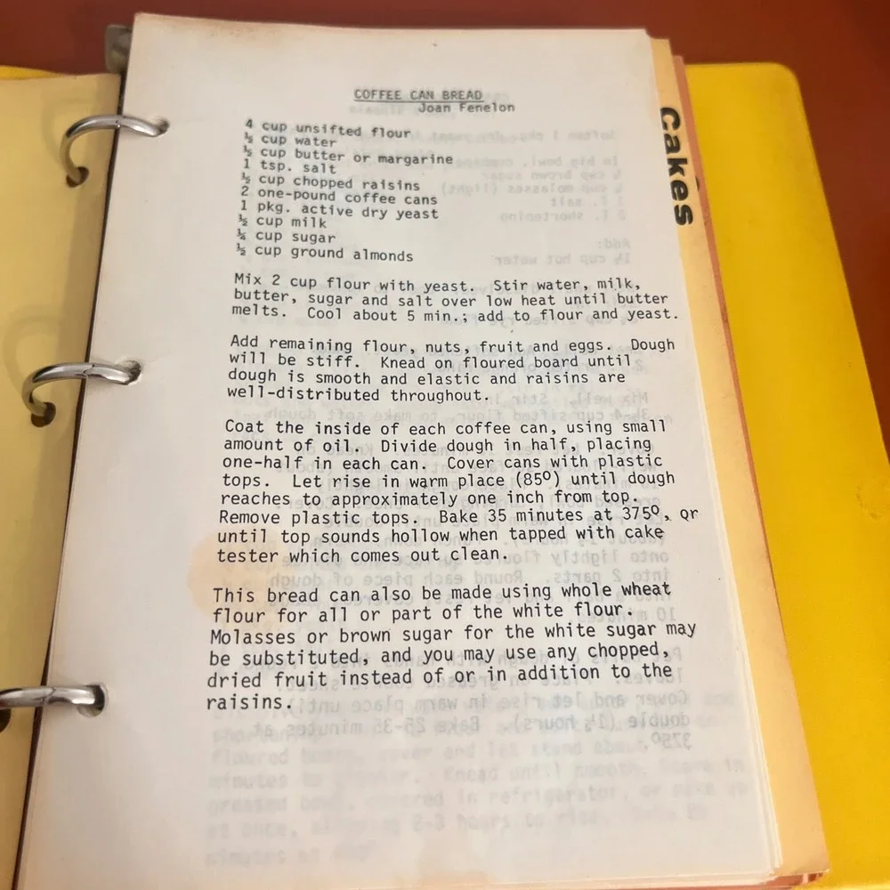 Vintage Culinary Creations Yellow Binder Cookbook Recipes Mid Century Kitchen